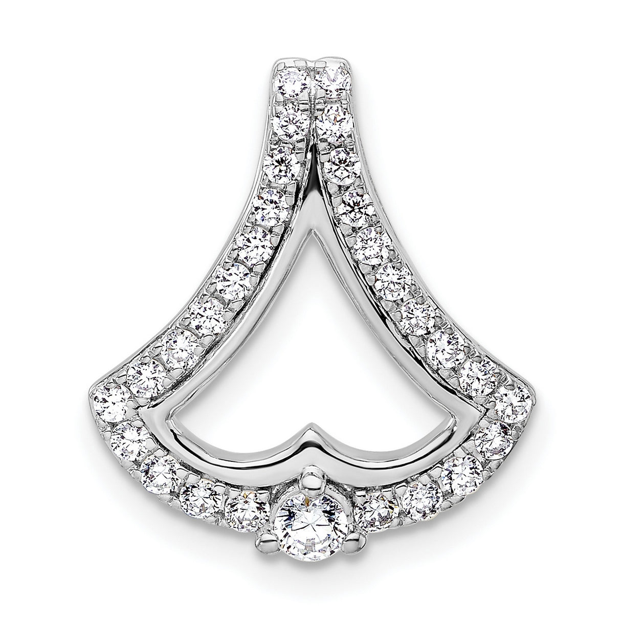 14k White Gold Pendant with Diamond Accents in Open Heart or Floral Petal Design