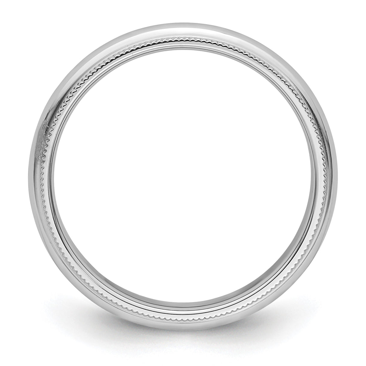 White Gold Milgrain, Comfort Fit wedding band ring alternate angle