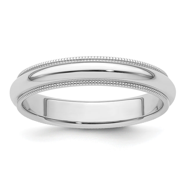 White Gold Milgrain, Comfort Fit wedding band ring