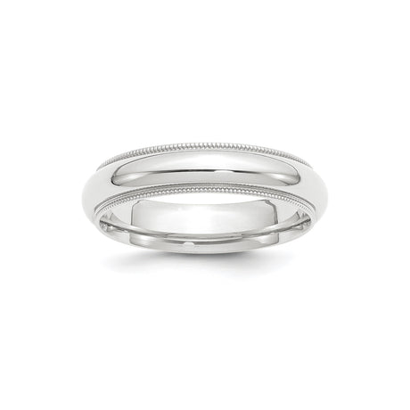 White Gold Milgrain, Comfort Fit wedding band ring