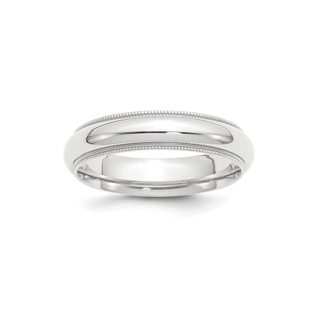 White Gold Milgrain, Comfort Fit wedding band ring