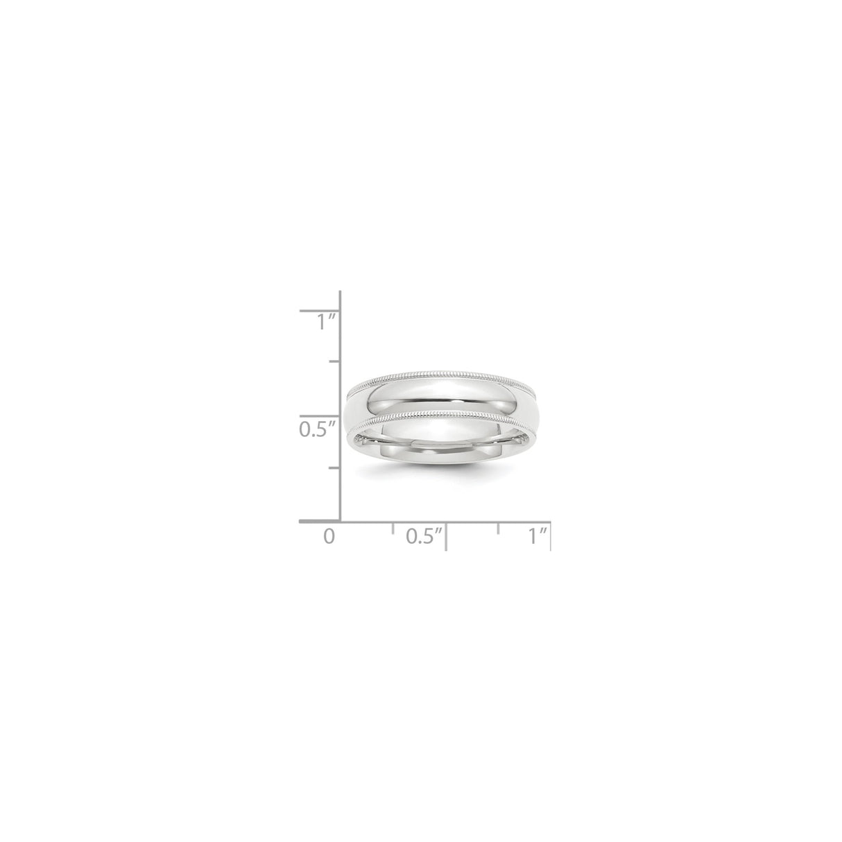 White Gold Milgrain, Comfort Fit wedding band ring shown for scale