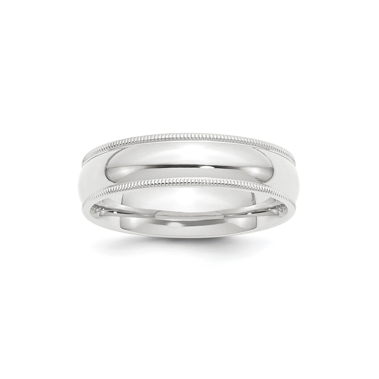 White Gold Milgrain, Comfort Fit wedding band ring