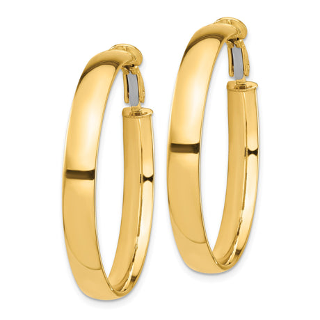14k Yellow Gold Hoop Earrings, Polished Round Hoops with Latch Back, Minimalist Style