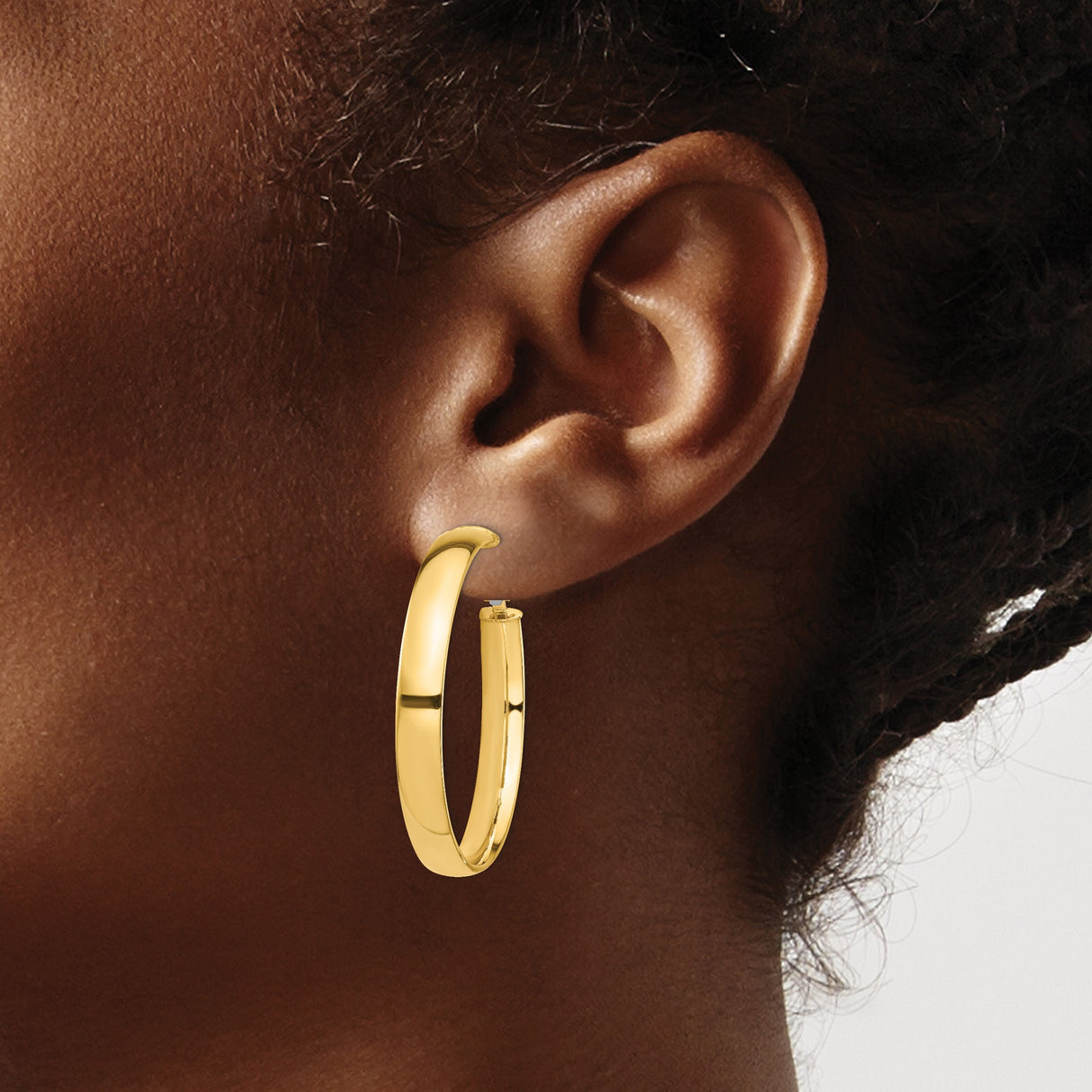 14k Yellow Gold Hoop Earrings, Polished Round Hoops with Latch Back, Minimalist Style