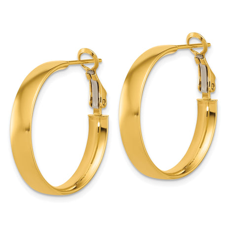 14k Yellow Gold Hoop Earrings, Classic Polished Finish with Hinged Snap Closure