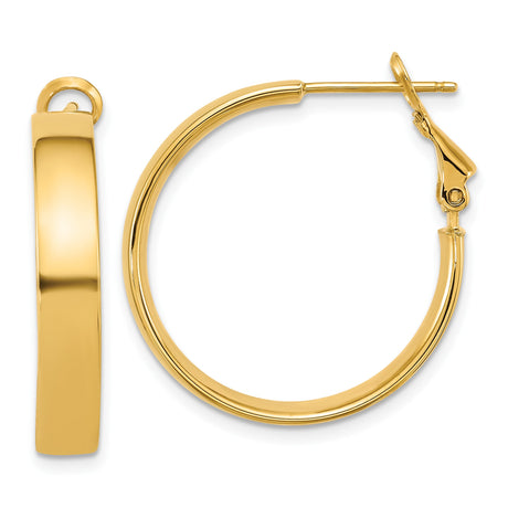 14k Yellow Gold Hoop Earrings, Classic Polished Finish with Hinged Snap Closure