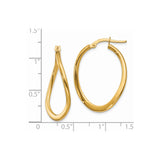14k Yellow Gold Twisted Teardrop Hoop Earrings, Lightweight High-Polish Modern Design