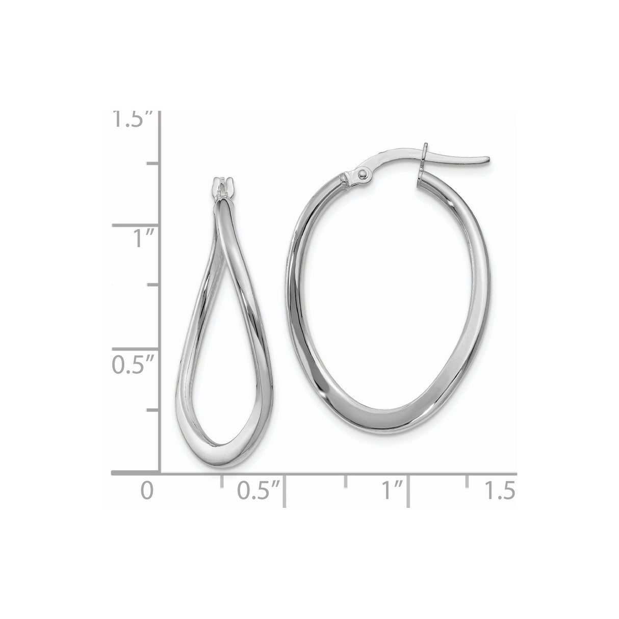 14k White Gold Twisted Teardrop Hoop Earrings, Lightweight Modern Design for Women