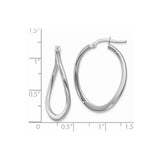 14k White Gold Twisted Teardrop Hoop Earrings, Lightweight Modern Design for Women
