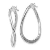 14k White Gold Twisted Teardrop Hoop Earrings, Lightweight Modern Design for Women