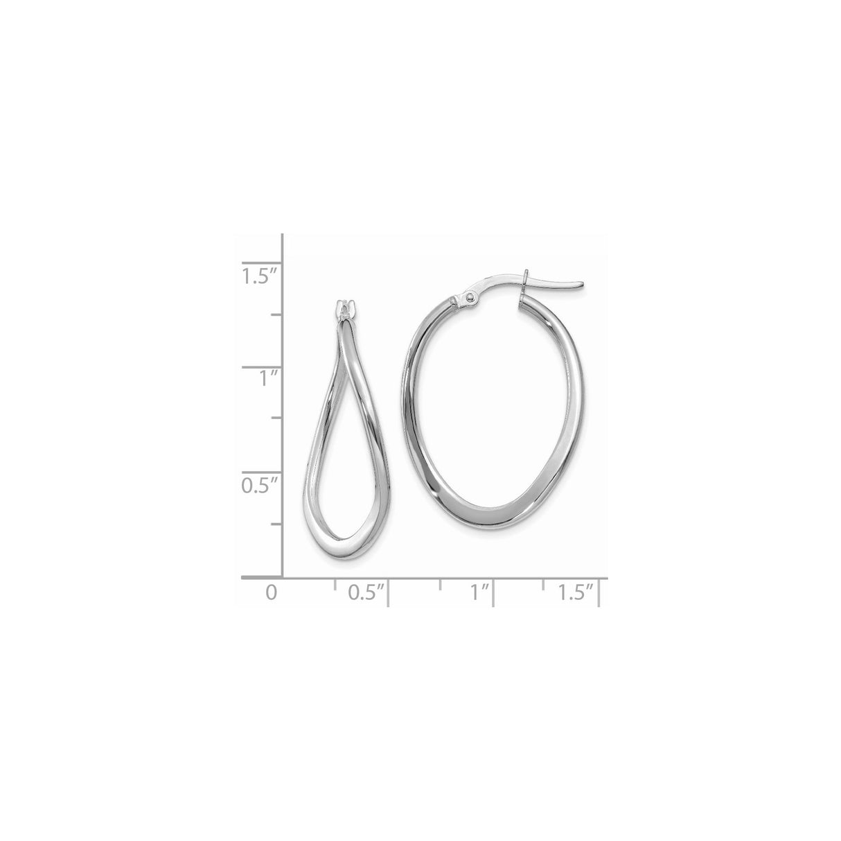 14k White Gold Twisted Teardrop Hoop Earrings, Lightweight Modern Design for Women