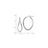 14k White Gold Twisted Teardrop Hoop Earrings, Lightweight Modern Design for Women