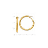 14k Yellow Gold Hoop Earrings, Medium Round Hoops with Hinged Clasp and Polished Finish