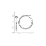 14k White Gold Hoop Earrings, Classic Round Tube with Hinged Snap Closure, Polished Finish
