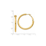 14k Yellow Gold Hoop Earrings, Classic Polished Round Hoops, Lightweight Minimalist Design for Women