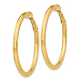 14k Yellow Gold Hoop Earrings, Polished Finish, Latch Back, Medium Size, Minimalist Style for Women