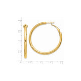 14k Yellow Gold Hoop Earrings, Polished Finish, Latch Back, Medium Size, Minimalist Style for Women