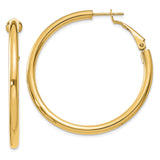 14k Yellow Gold Hoop Earrings, Polished Finish, Latch Back, Medium Size, Minimalist Style for Women