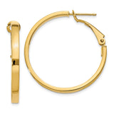 14k Yellow Gold Hoop Earrings, Classic Polished Finish, Hinged Back, Lightweight Design for Women