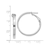 14k White Gold Hoop Earrings, Polished Smooth Finish, Classic Latch Back Design