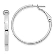 14k White Gold Hoop Earrings, Medium Round Polished Tube Style with Hinged Closure