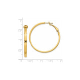 14k Yellow Gold Hoop Earrings, Polished Medium-Size Lightweight Design for Women