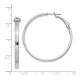 14k White Gold Hoop Earrings, Classic Round Lightweight Design with Hinged Snap Closure