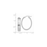 14k White Gold Oval Hoop Earrings, Polished Finish, Minimalist Classic Style for Women