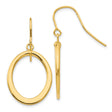 14k Yellow Gold Dangle Earrings, Lightweight Oval Drop Design, Modern Minimalist Hoops for Women