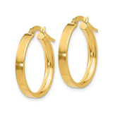 14k Yellow Gold Hoop Earrings, Polished Round Classic Design with Hinged Latch Back