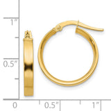 14k Yellow Gold Hoop Earrings, Polished Round Classic Design with Hinged Latch Back