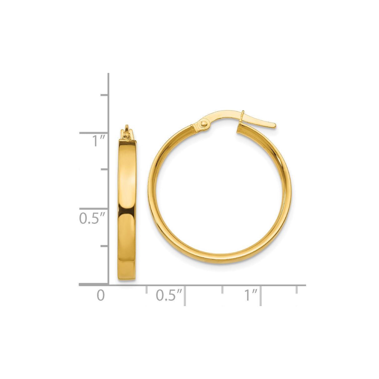 14k Yellow Gold Hoop Earrings, Classic Round Polished Metal Hoops with Hinged Snap Closure