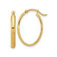 14k Yellow Gold Hoop Earrings, Polished Oval Design, Latch Back Closure, Lightweight Jewelry for Women
