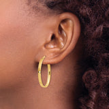 14k Yellow Gold Oval Hoop Earrings, High-Polish Finish, Snapback Closure, Lightweight Modern Design