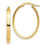 14k Yellow Gold Oval Hoop Earrings, High-Polish Finish, Snapback Closure, Lightweight Modern Design