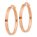 14k Rose Gold Hoop Earrings, Sleek Minimalist Design with Hinged Closure for Women