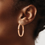 14k Rose Gold Hoop Earrings, Sleek Minimalist Design with Hinged Closure for Women
