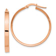 14k Rose Gold Hoop Earrings, Sleek Minimalist Design with Hinged Closure for Women