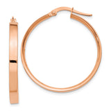 14k Rose Gold Hoop Earrings, Sleek Minimalist Design with Hinged Closure for Women