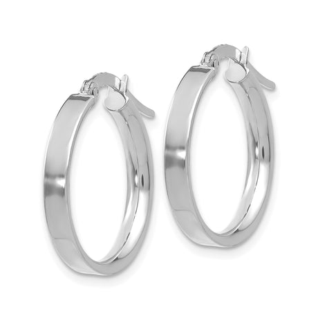 14k White Gold Hoop Earrings, Polished Finish, Hinged Snap Closure, Minimalist Style