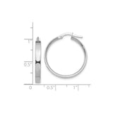 14k White Gold Hoop Earrings with Polished Finish and Latch-Back Closure, Minimalist Design
