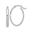 14k White Gold Hoop Earrings, Medium Oval with Polished Finish and Hinged Clasp