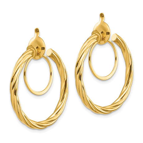 14K Yellow Gold Twisted Rope Hoop Earrings Polished Finish