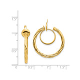 14K Yellow Gold Twisted Rope Hoop Earrings Polished Finish