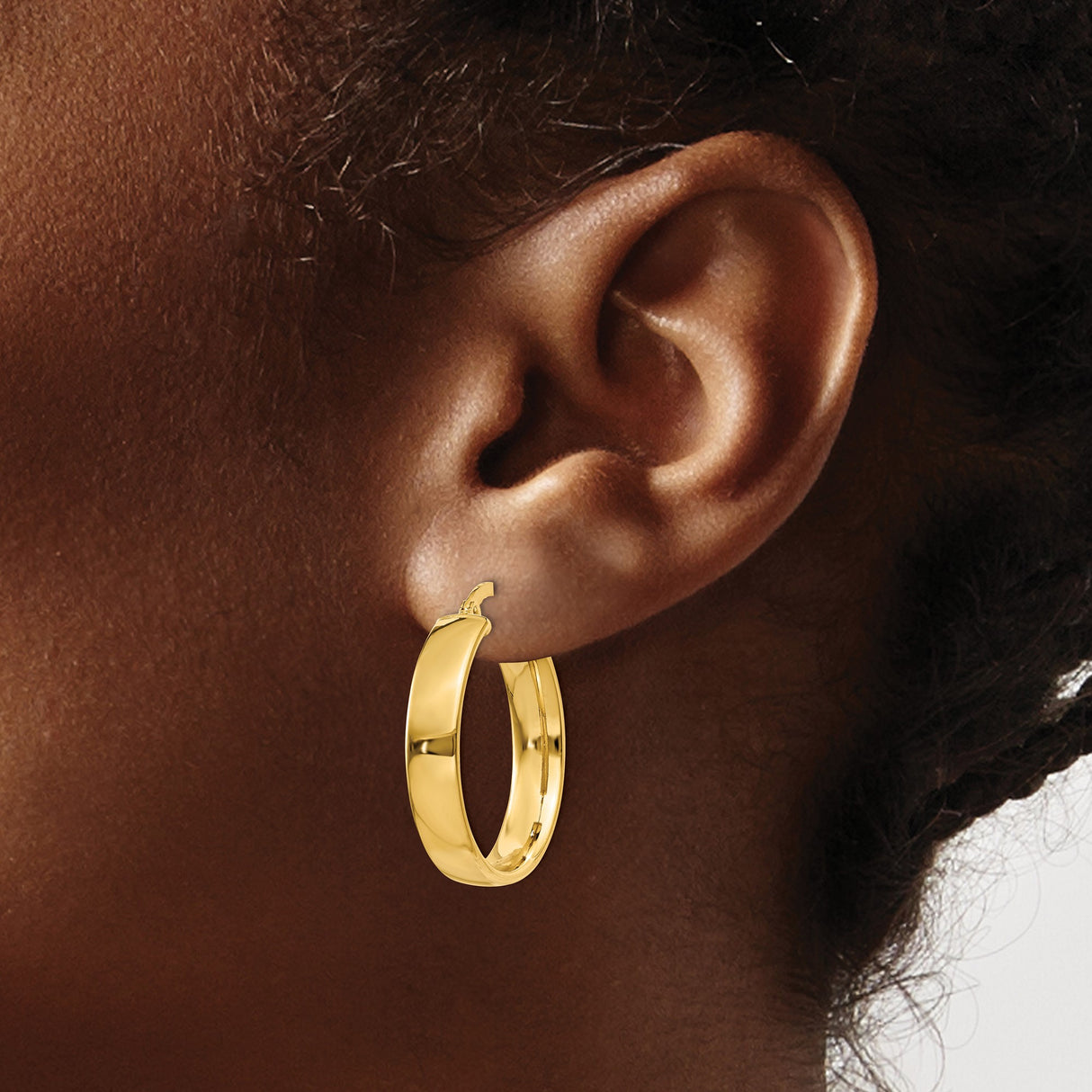 14k Yellow Gold Hoop Earrings, Smooth Polished Finish, Medium Lightweight Classic Hoops