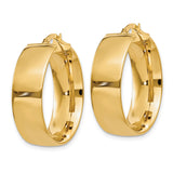 14k Yellow Gold Hoop Earrings, Classic Round Smooth Wide Design for Women