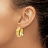 14k Yellow Gold Hoop Earrings, Classic Round Smooth Wide Design for Women