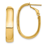 14k Yellow Gold Oval Hoop Earrings, Polished Finish, Minimalist Lightweight Design for Women