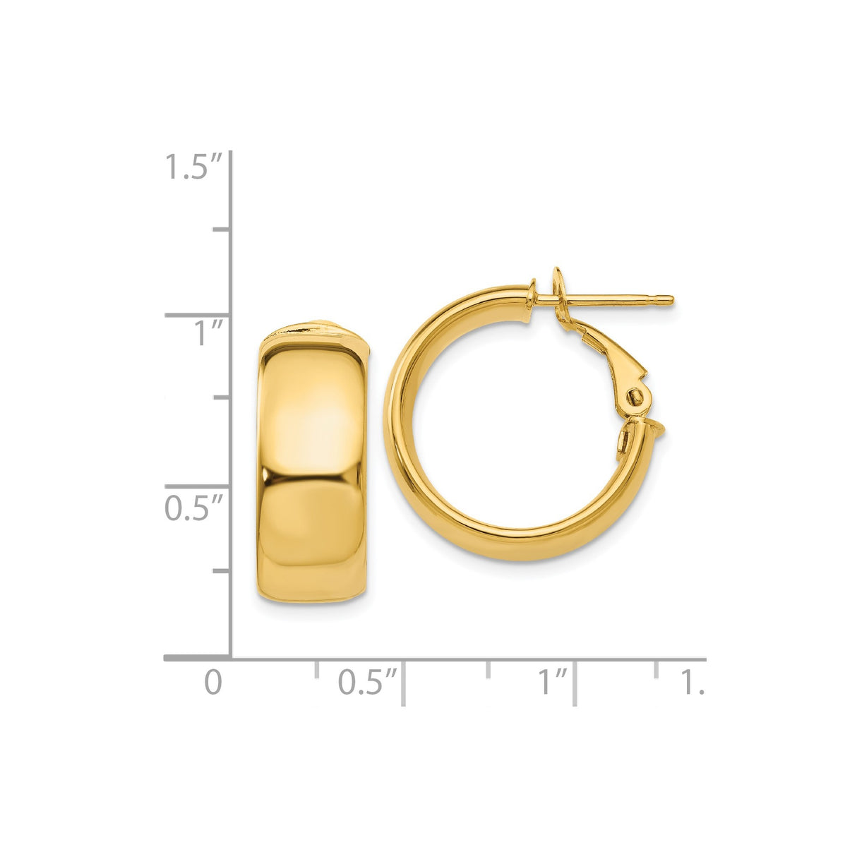 14k Yellow Gold Hoop Earrings, Medium Classic Round Polished Hoops, Minimalist Design for Women
